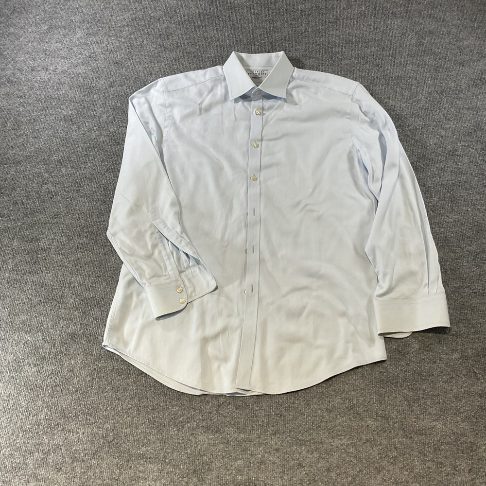 Charles Tyrwhitt Mens 16/33 Extra Slim Fit Light Blue Herringbone Dress Shirt
